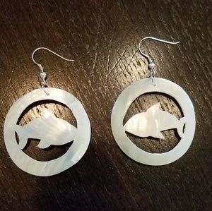 Mother of pearl dolphin hoops